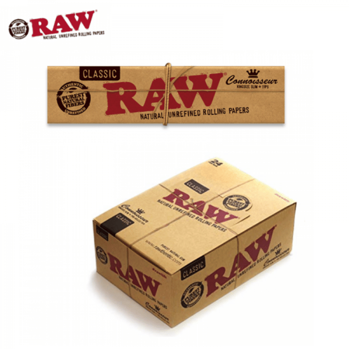 Raw Classic Connoisseur King Size Slim Papers Tips 24CT/Box